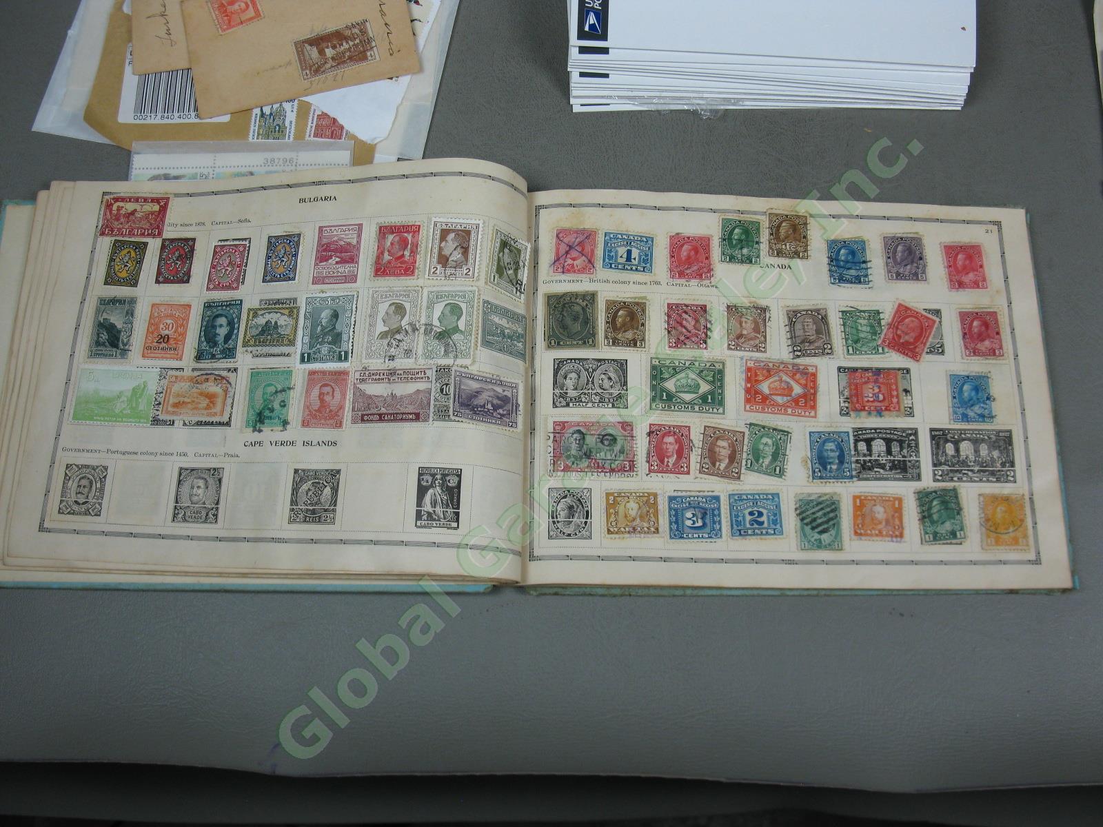 Vtg US + World Stamp Lot 1928 Scotts Imperial Album Sheets Blocks Postcards NR! 9