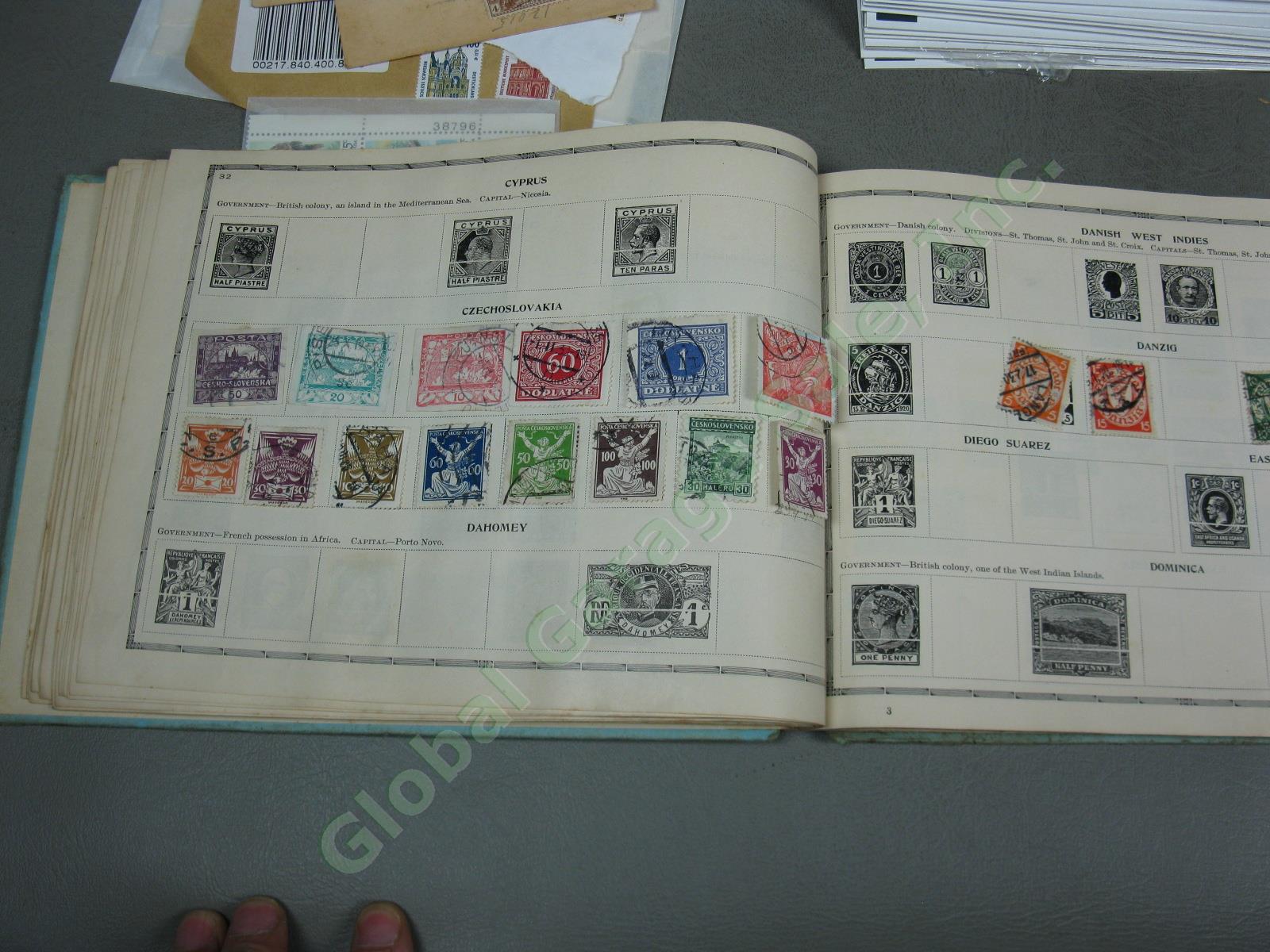 Vtg US + World Stamp Lot 1928 Scotts Imperial Album Sheets Blocks Postcards NR! 10