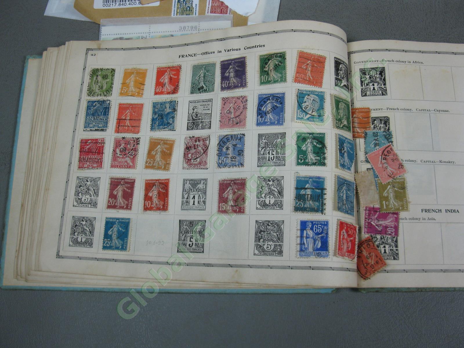Vtg US + World Stamp Lot 1928 Scotts Imperial Album Sheets Blocks Postcards NR! 11
