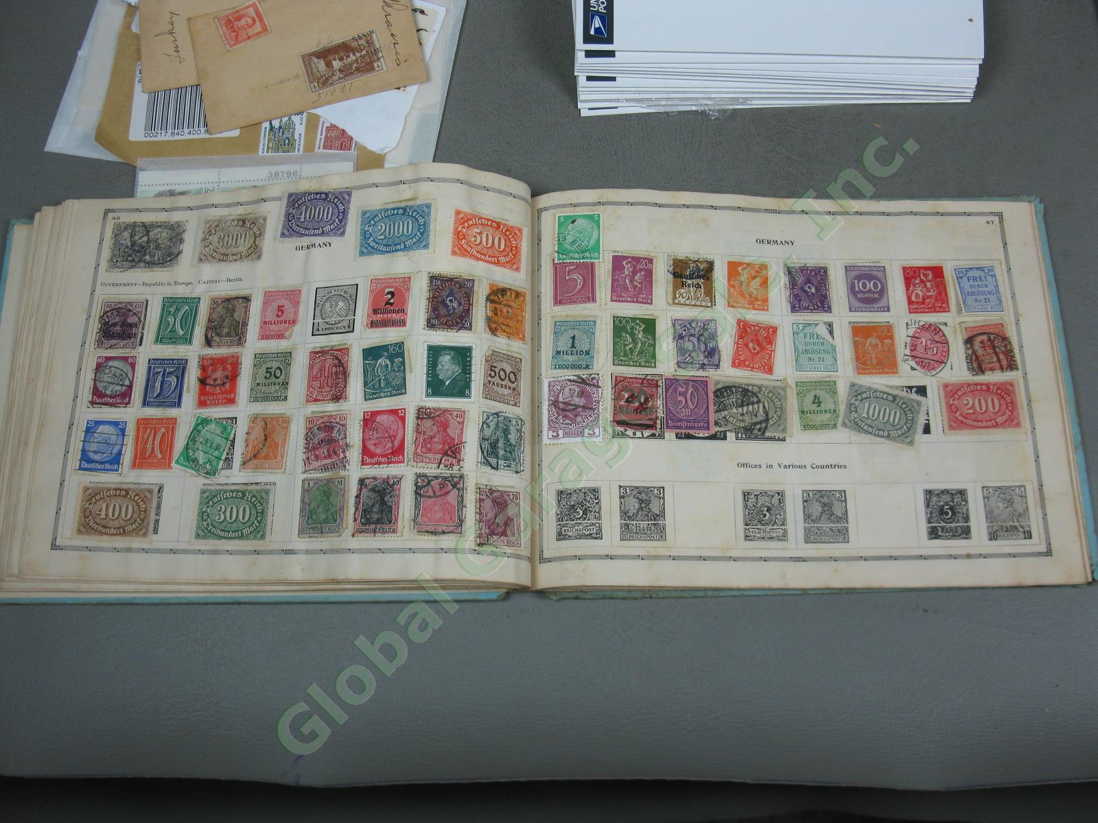 Vtg US + World Stamp Lot 1928 Scotts Imperial Album Sheets Blocks Postcards NR! 12