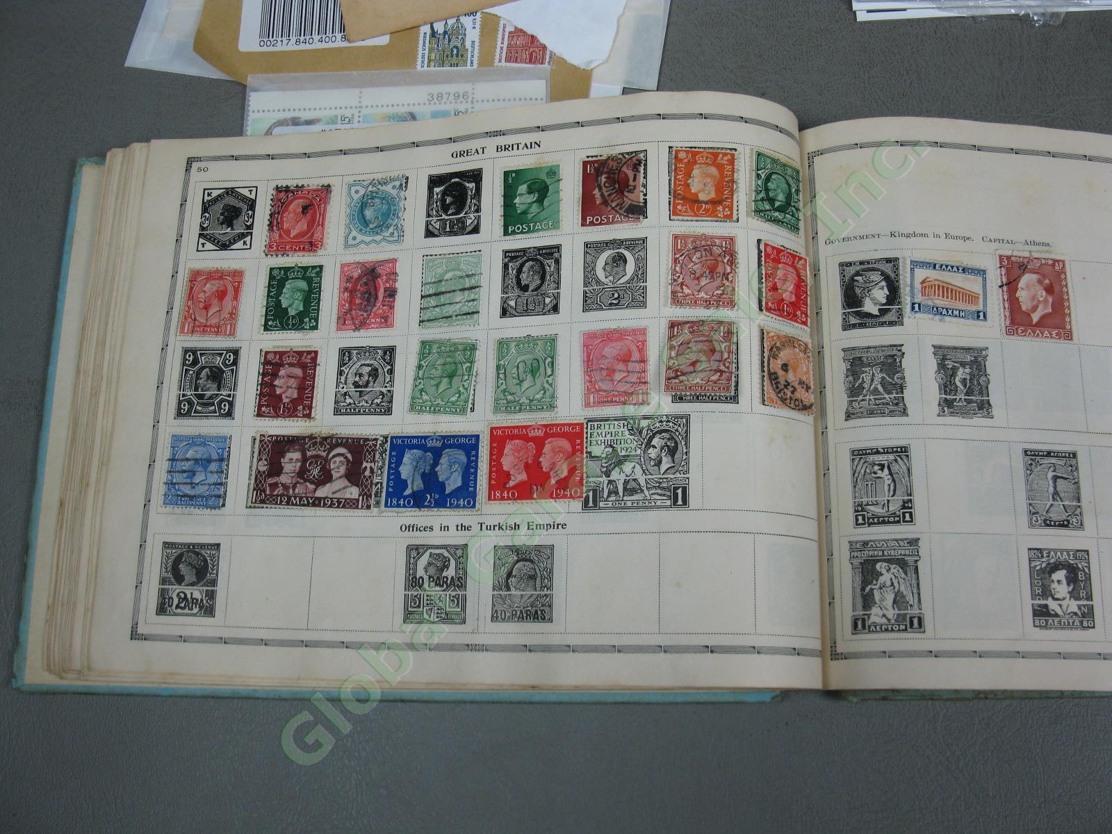 Vtg US + World Stamp Lot 1928 Scotts Imperial Album Sheets Blocks Postcards NR! 13