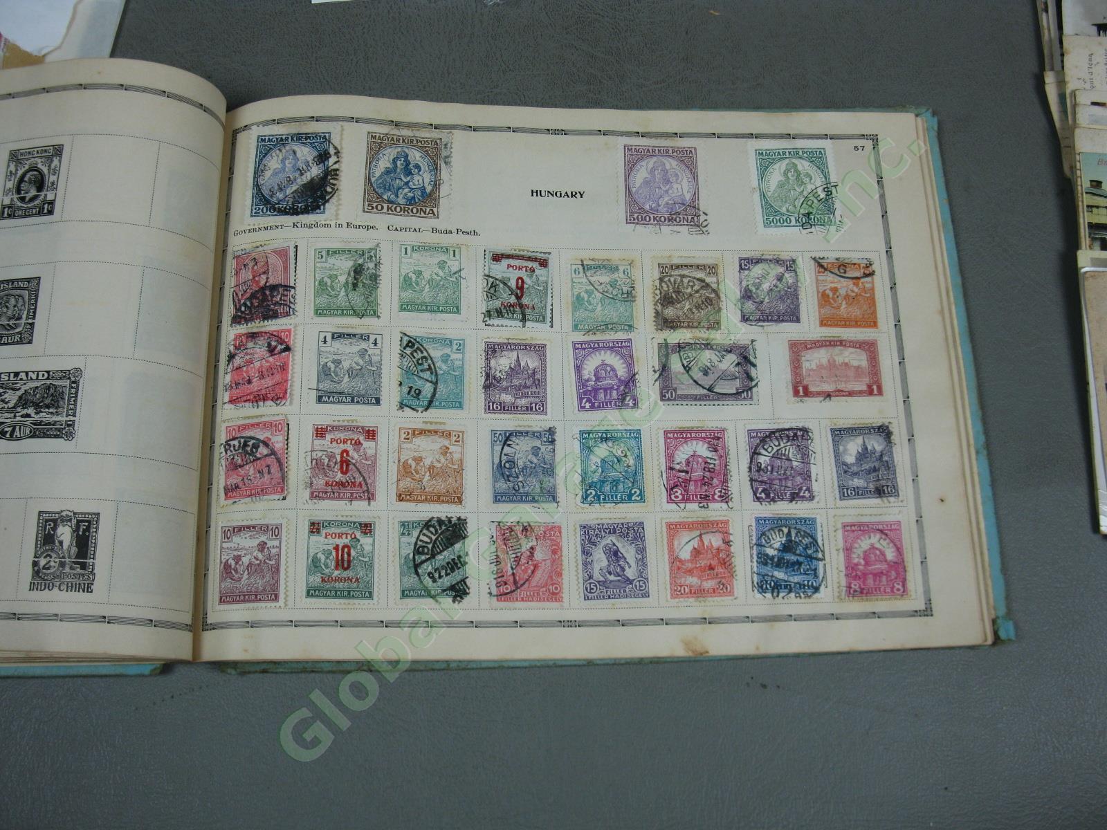 Vtg US + World Stamp Lot 1928 Scotts Imperial Album Sheets Blocks Postcards NR! 14
