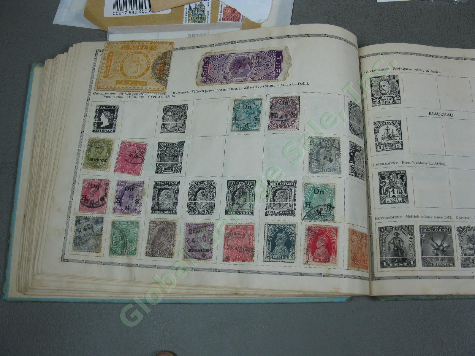 Vtg US + World Stamp Lot 1928 Scotts Imperial Album Sheets Blocks Postcards NR! 15