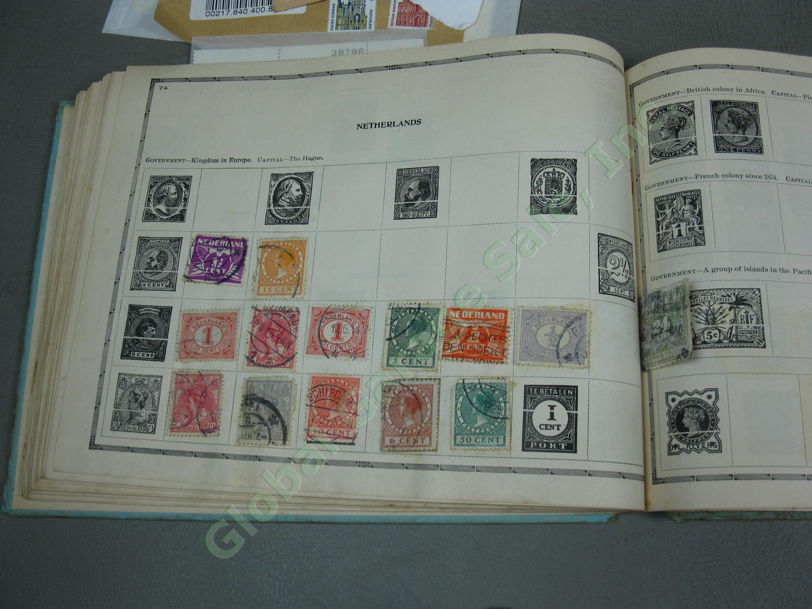 Vtg US + World Stamp Lot 1928 Scotts Imperial Album Sheets Blocks Postcards NR! 17
