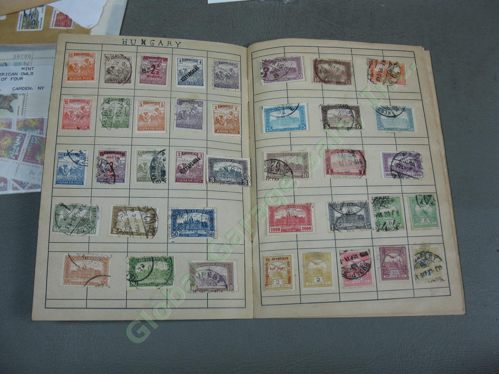 Vtg US + World Stamp Lot 1928 Scotts Imperial Album Sheets Blocks Postcards NR! 19