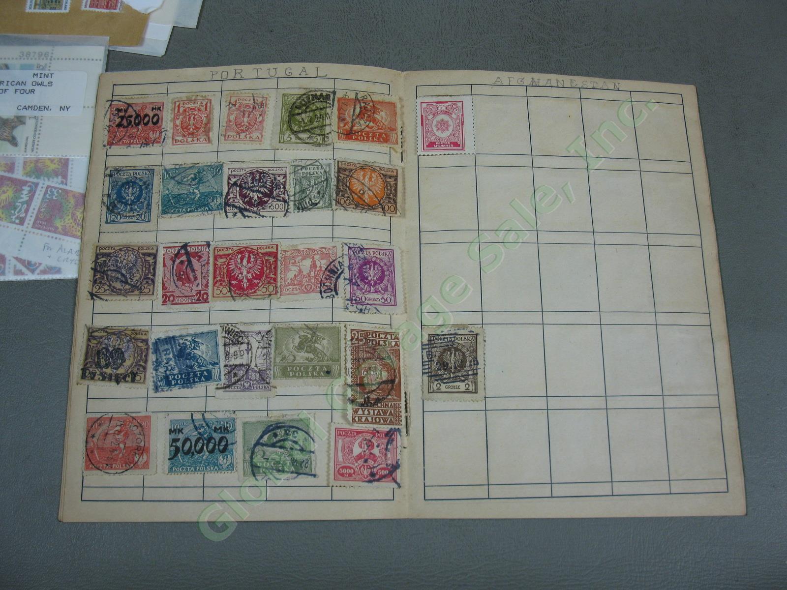 Vtg US + World Stamp Lot 1928 Scotts Imperial Album Sheets Blocks Postcards NR! 21