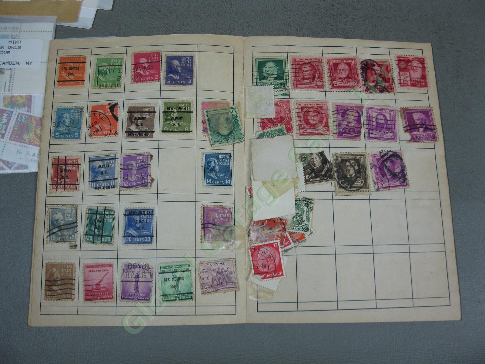 Vtg US + World Stamp Lot 1928 Scotts Imperial Album Sheets Blocks Postcards NR! 22