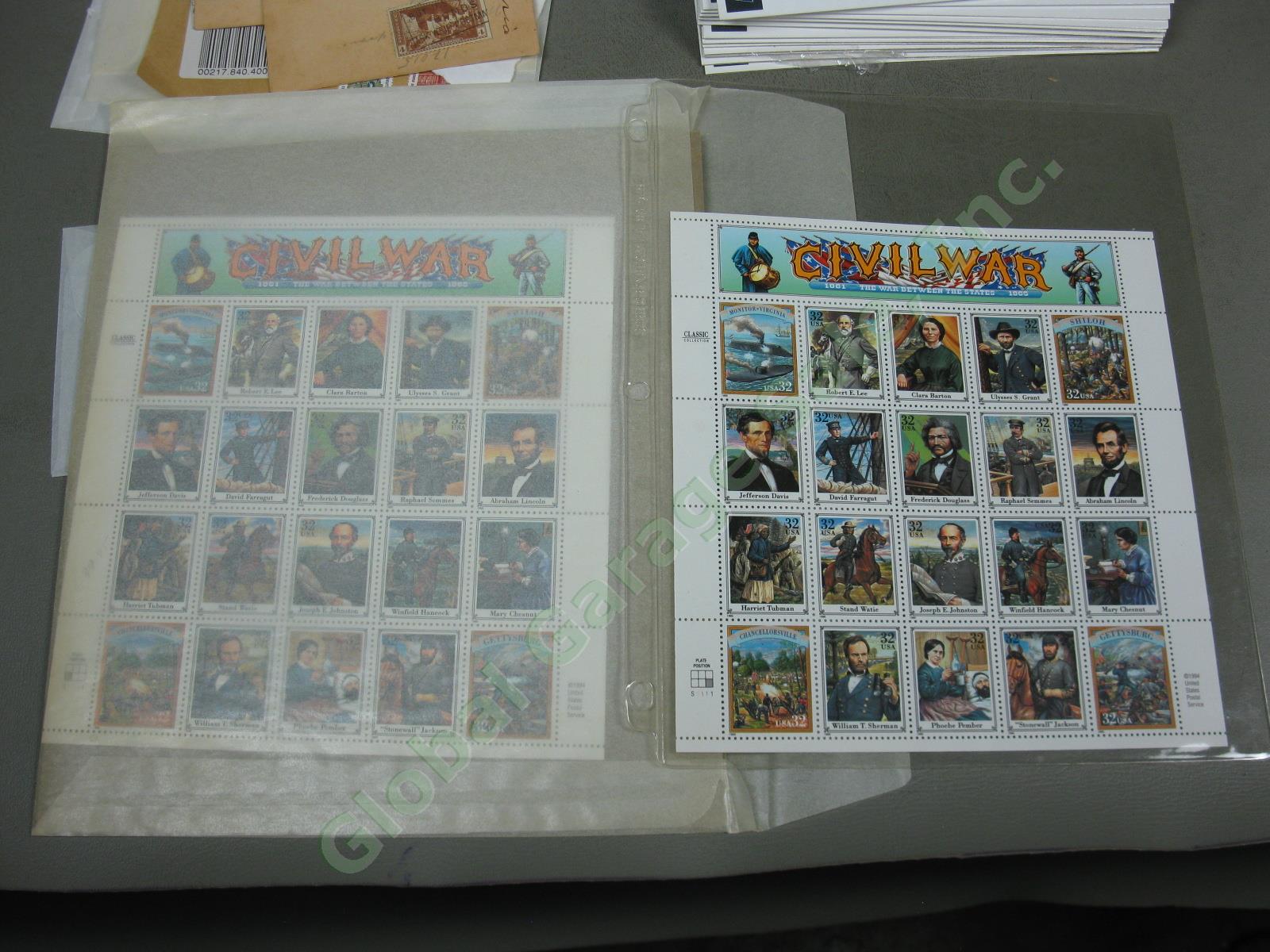 Vtg US + World Stamp Lot 1928 Scotts Imperial Album Sheets Blocks Postcards NR! 28