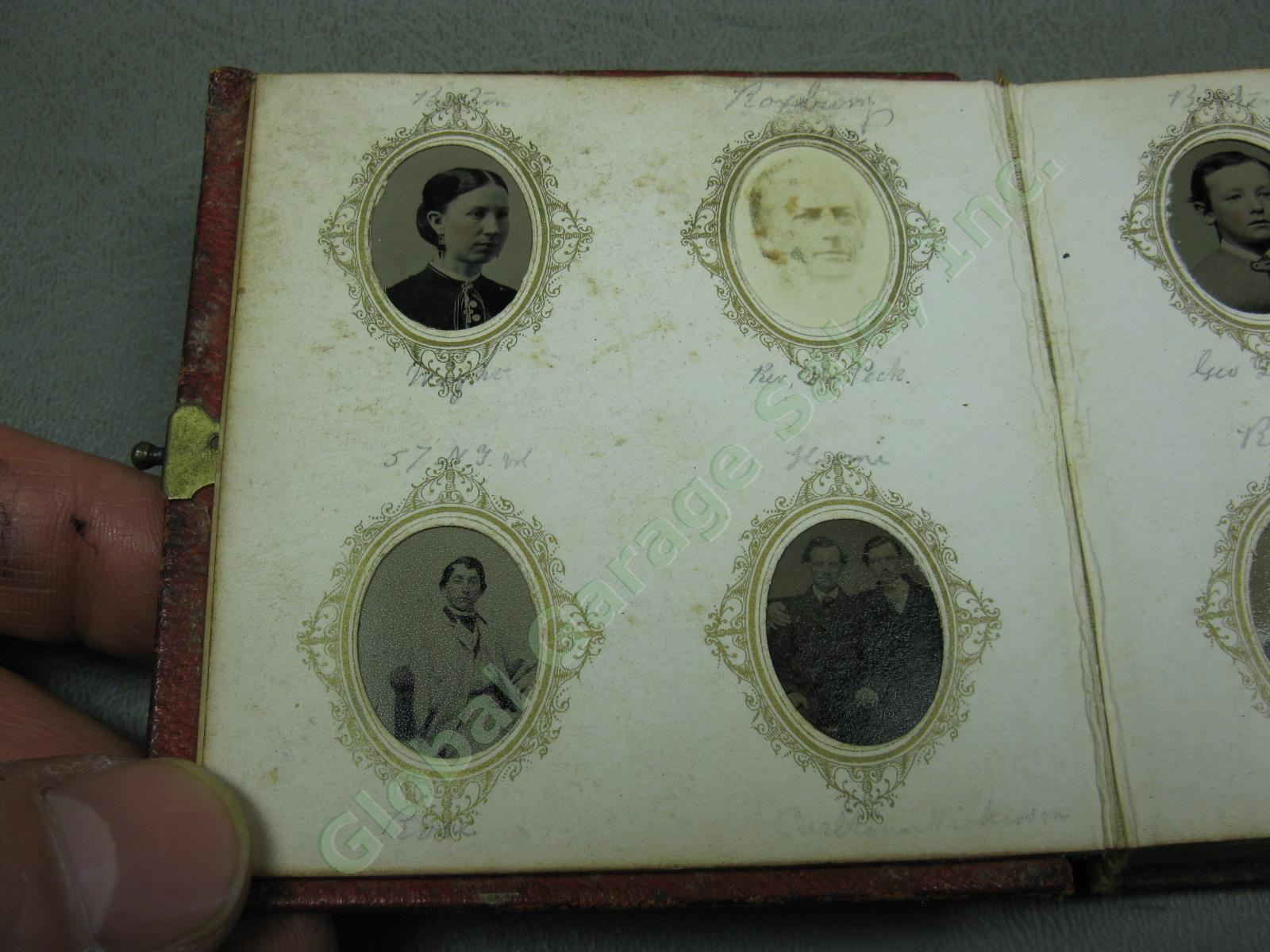 Vtg Antique 1870s Victorian Civil War Era Miniature Photo Album +38 Tintypes Gem 6