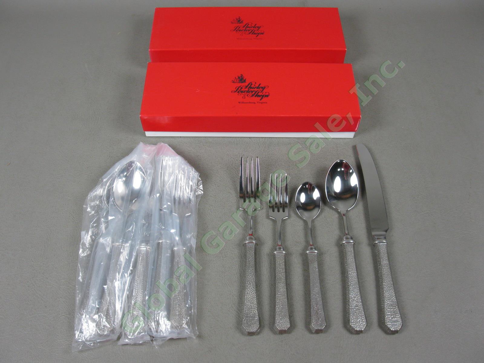 2 NEW 5-Piece Vagabond House Classic Hammered Pewter Flatware Place Settings NR!