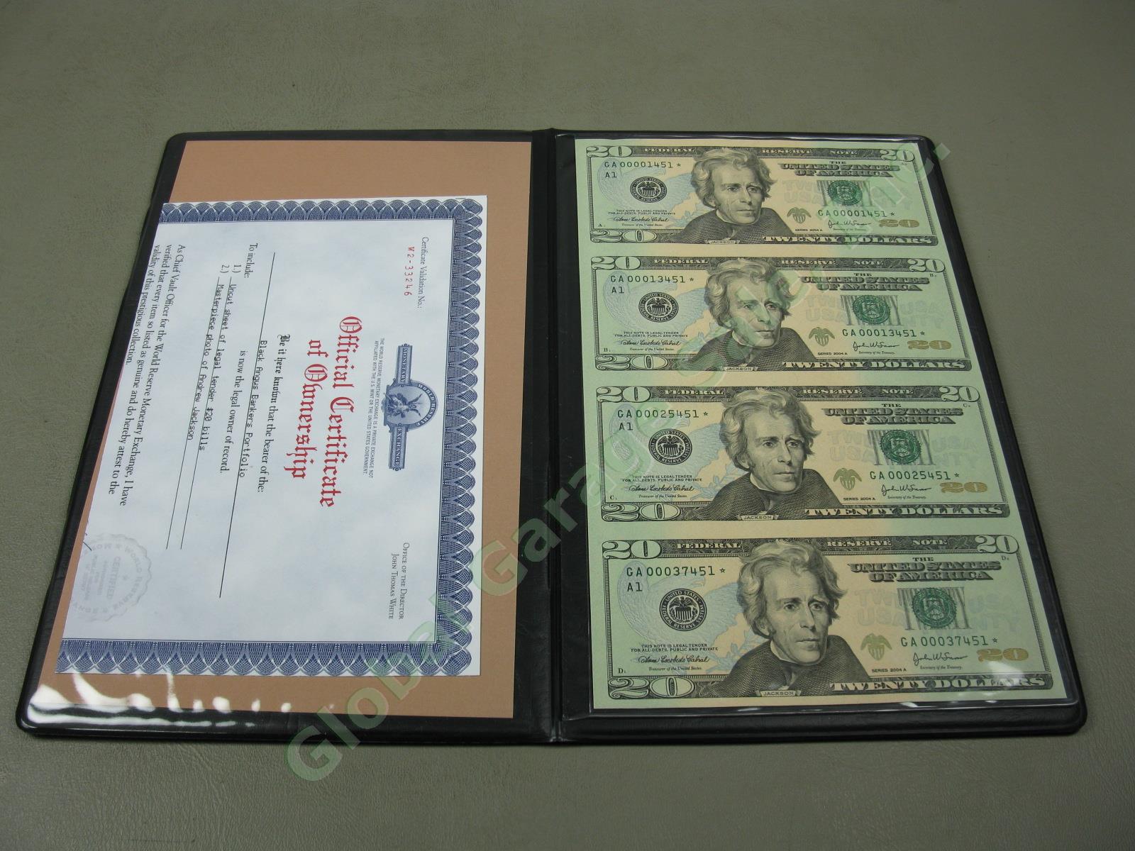 4 World Reserve Monetary Exchange Uncut Sheet Bill Note Albums Set $1 $5 $10 $20 7