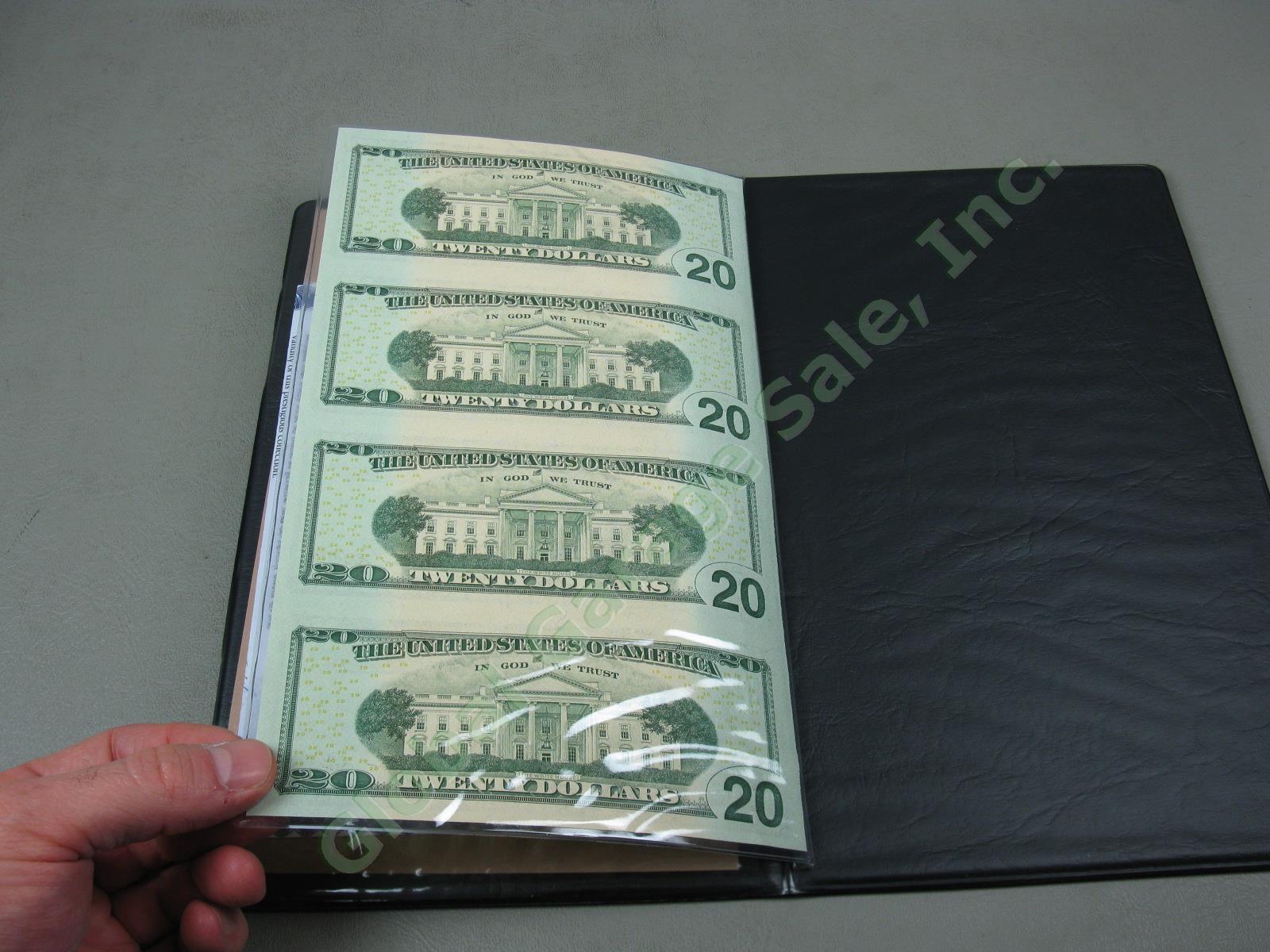 4 World Reserve Monetary Exchange Uncut Sheet Bill Note Albums Set $1 $5 $10 $20 8