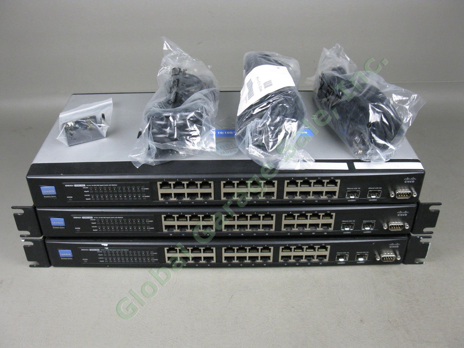 3 Cisco Linksys SRW2024 24-Port 10/100/1000 Gigabit Ethernet Switch Lot Webview