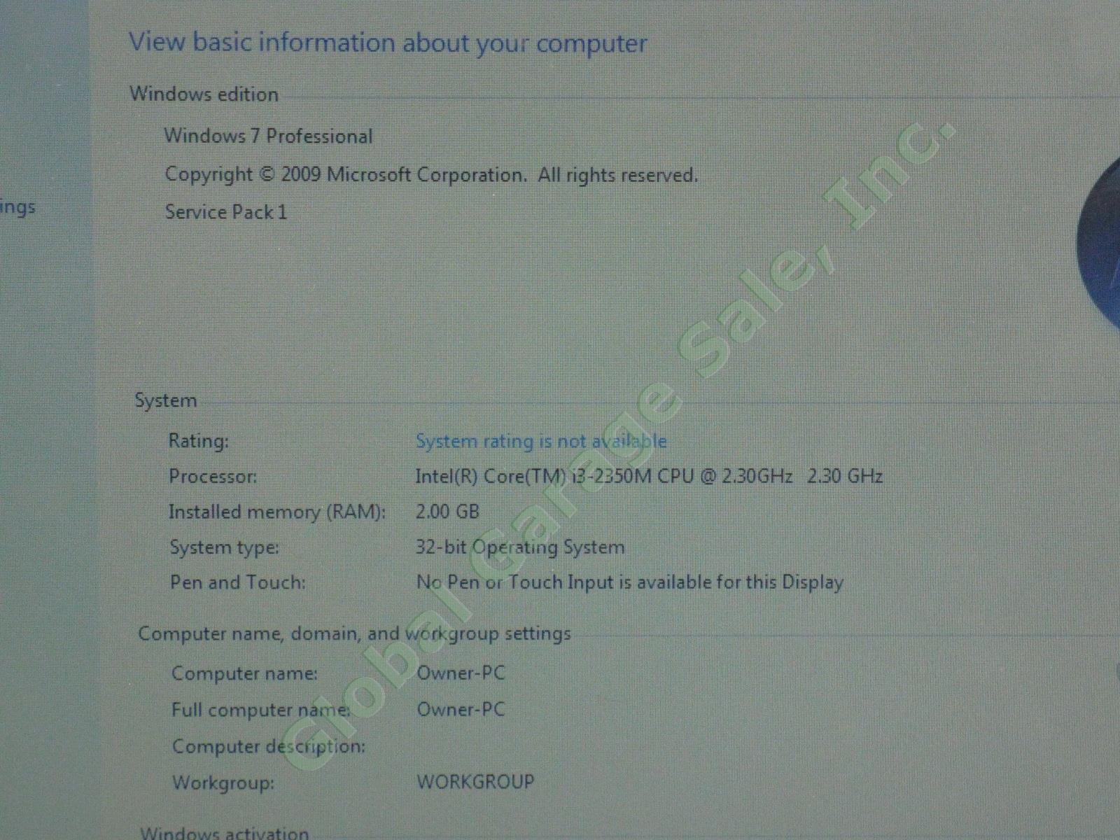 HP 4530s Laptop Computer Intel Core i3 2.3GHz 2GB 500GB HDD Windows 7 Pro NR! 1