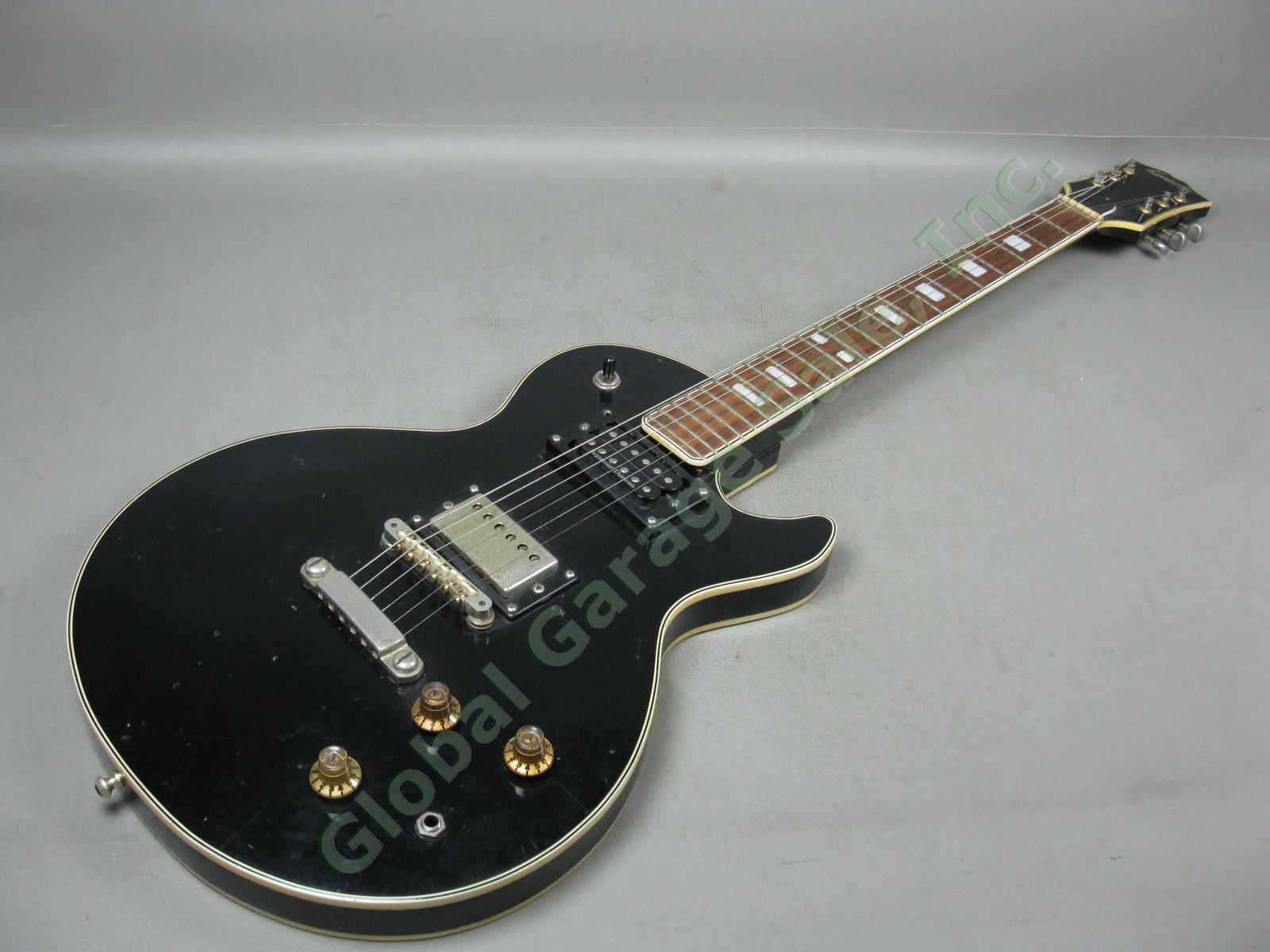 Vtg 70s Black Kimberly LP Style Electric Guitar Seymour Duncan Pickup MIJ Teisco