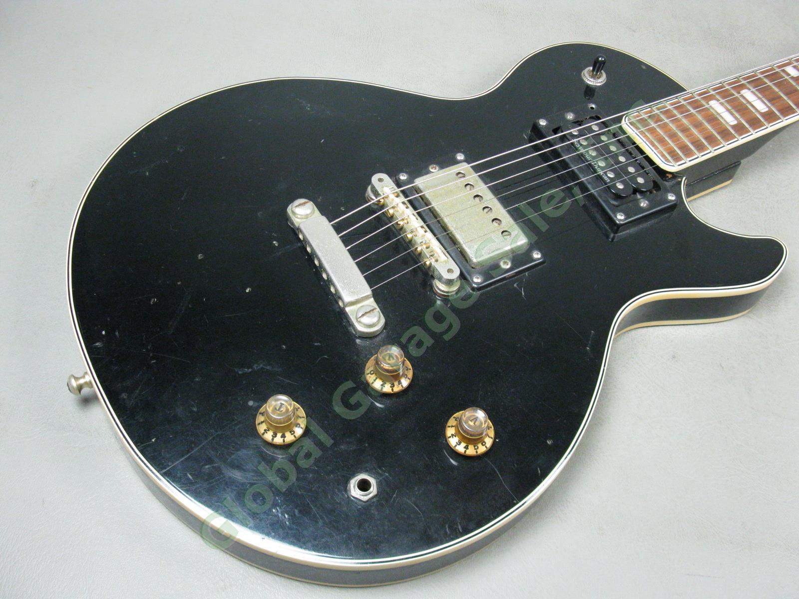 Vtg 70s Black Kimberly LP Style Electric Guitar Seymour Duncan Pickup MIJ Teisco 1