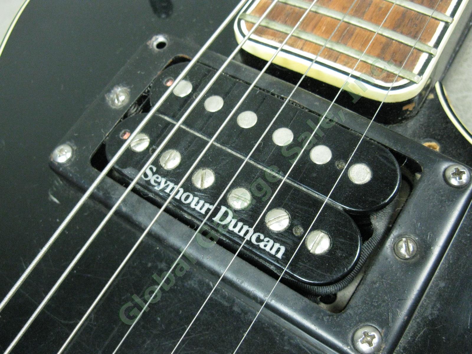 Vtg 70s Black Kimberly LP Style Electric Guitar Seymour Duncan Pickup MIJ Teisco 2