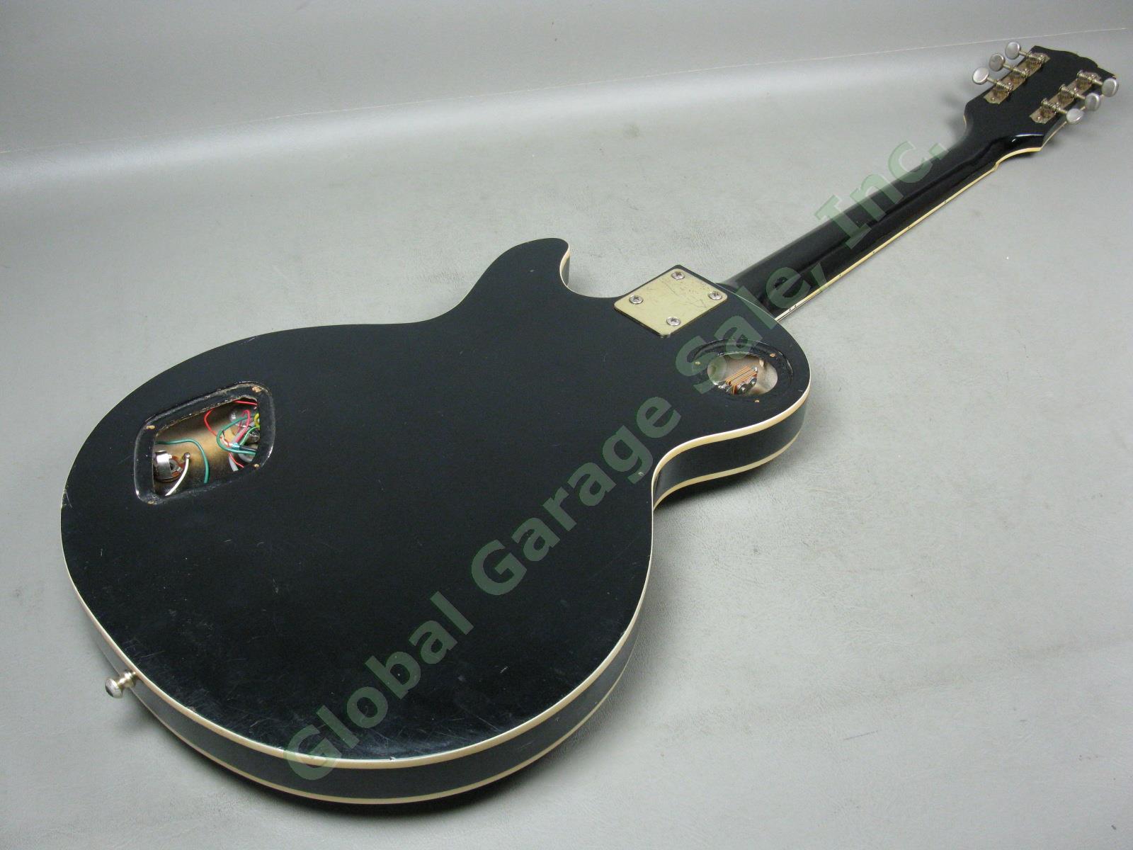 Vtg 70s Black Kimberly LP Style Electric Guitar Seymour Duncan Pickup MIJ Teisco 4