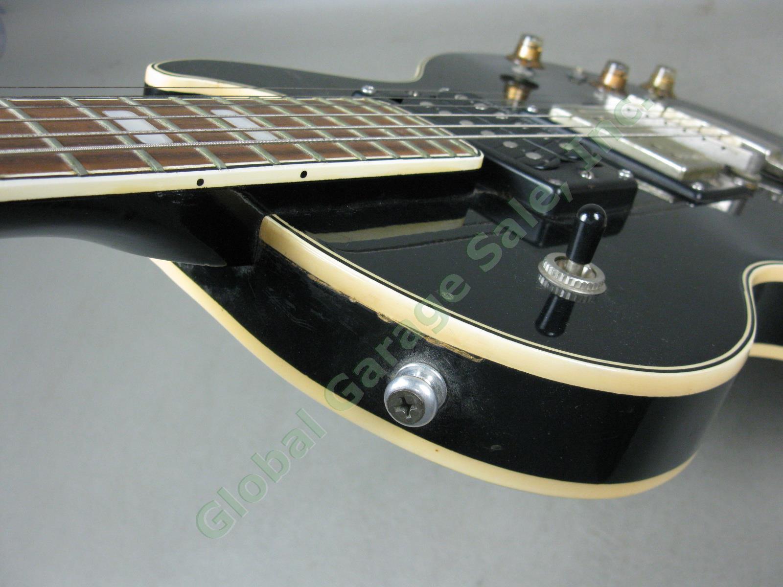 Vtg 70s Black Kimberly LP Style Electric Guitar Seymour Duncan Pickup MIJ Teisco 10