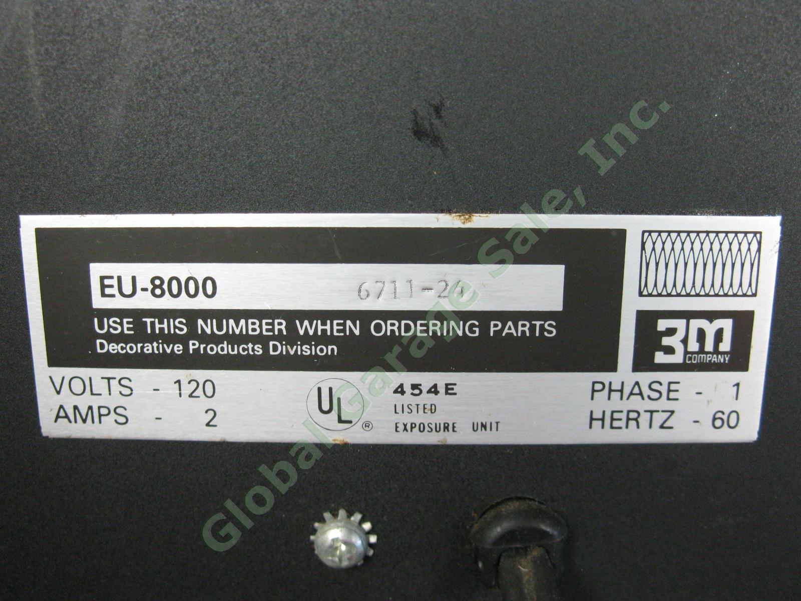 3M EU-8000 454e Scotchcal Screen Print Exposure Unit W/ Bulbs Powers On As-Is NR 9
