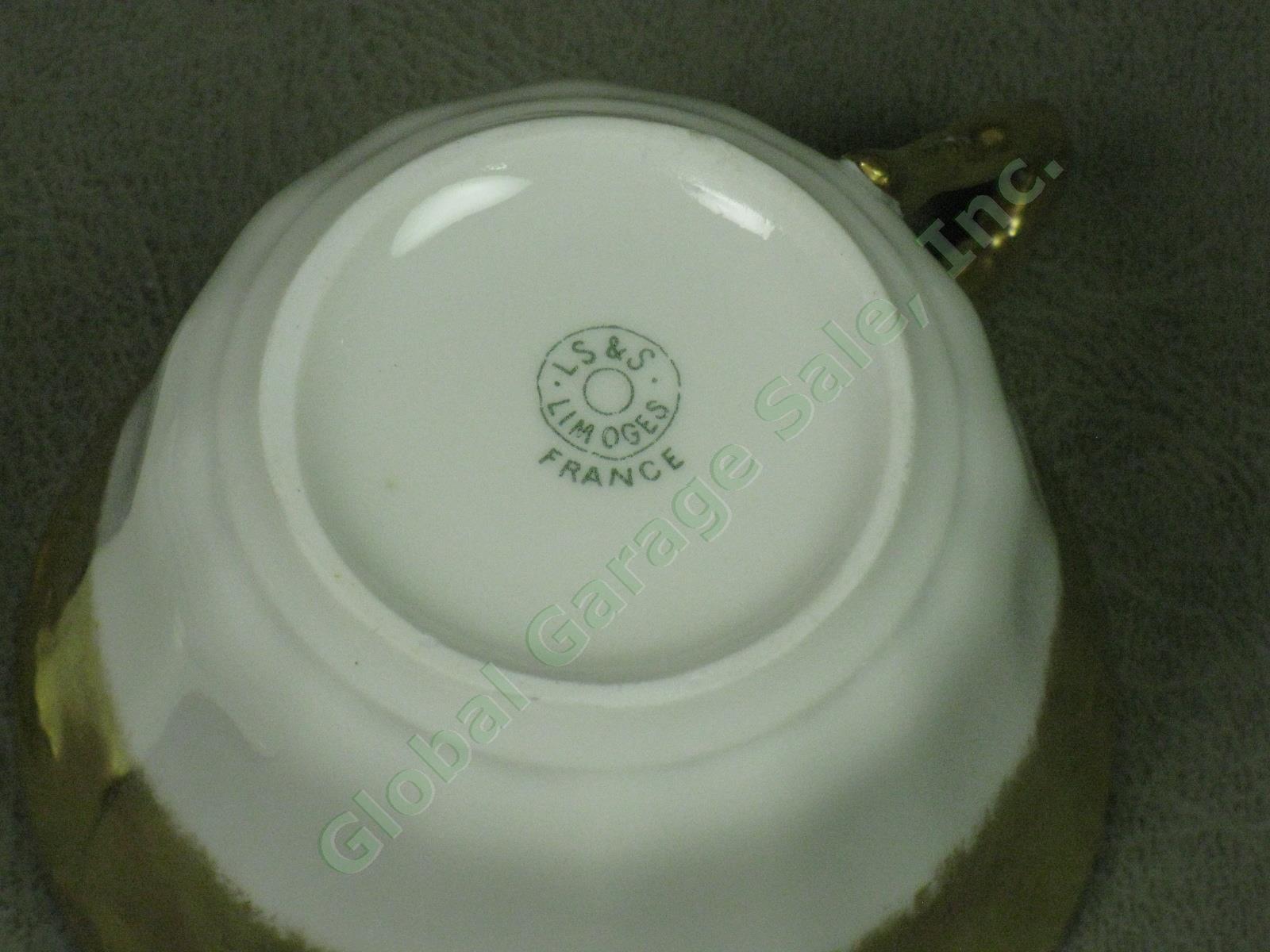Vtg Antique Limoges LDBC Flambeau LS&S Gold Cups Saucers Serving Bowls Dish Lot 6