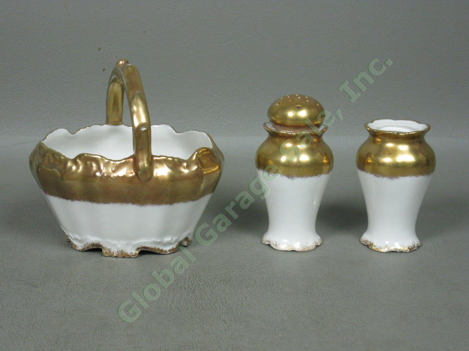 Vtg Antique Limoges LDBC Flambeau LS&S Gold Cups Saucers Serving Bowls Dish Lot 13