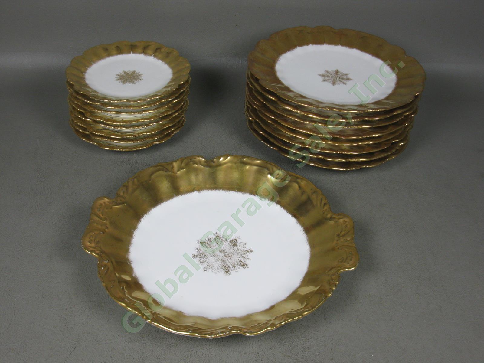 Vtg Antique Limoges LDBC Flambeau LS&S Gold Luncheon Dessert Plate Platter Lot
