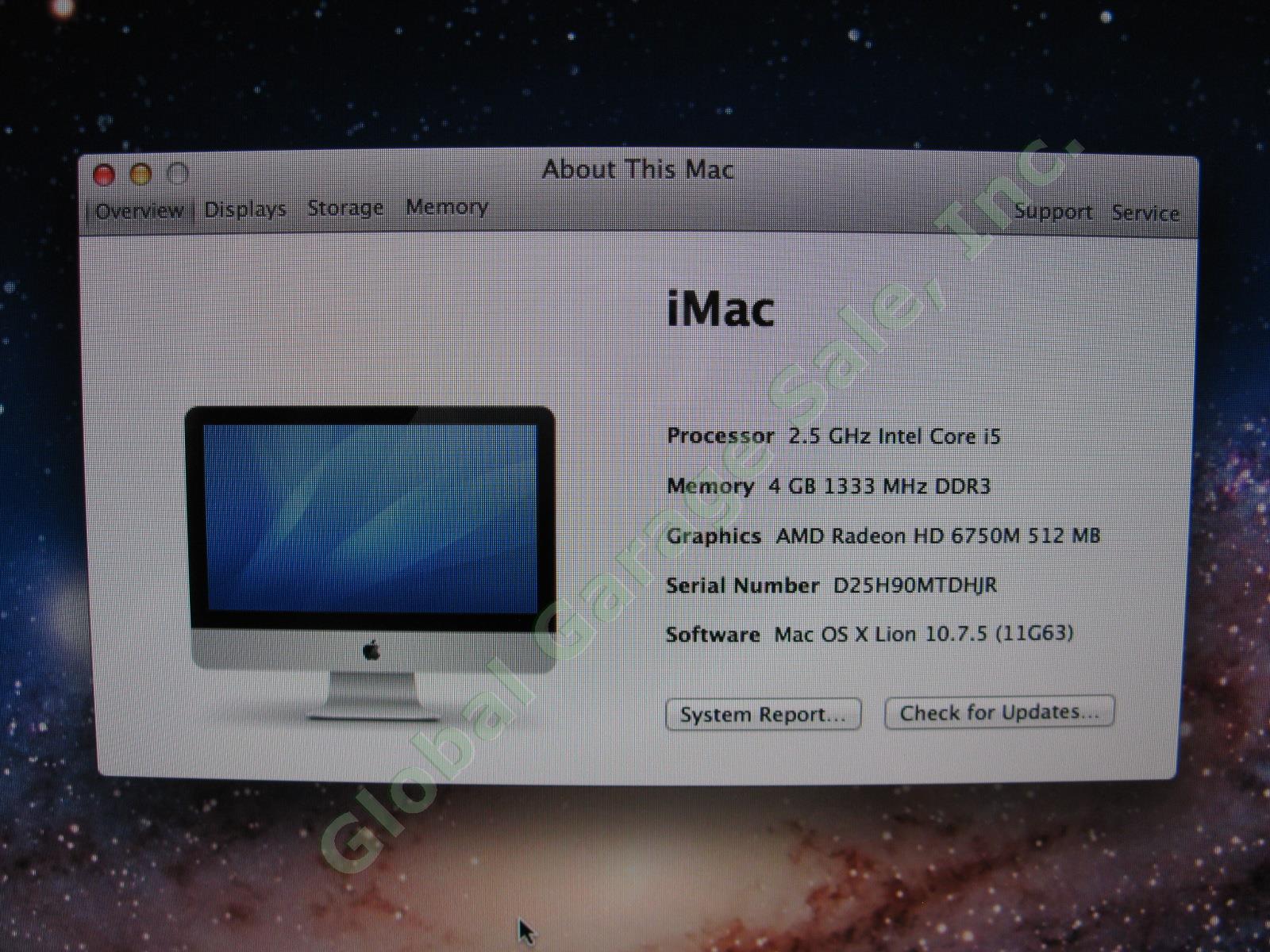 Apple iMac A1311 21.5" Desktop 2.50GHz Intel Core i5 4GB 500GB OSX Lion 10.7.5 + 2