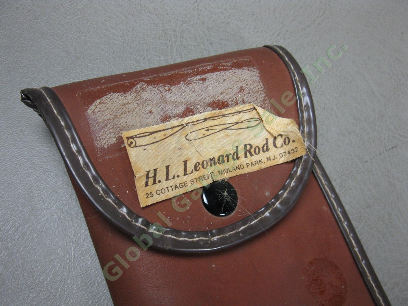 Vtg 1970s H.L Leonard Rangely 1 2Pc 7-1/2" Fiberglass Fly Fishing Rod Pole +Case 5