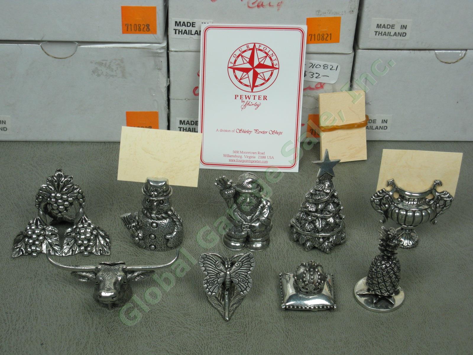 143 NEW Pewter Placecard Name Card Holder Lot Cherub Butterfly Shell Pineapple +