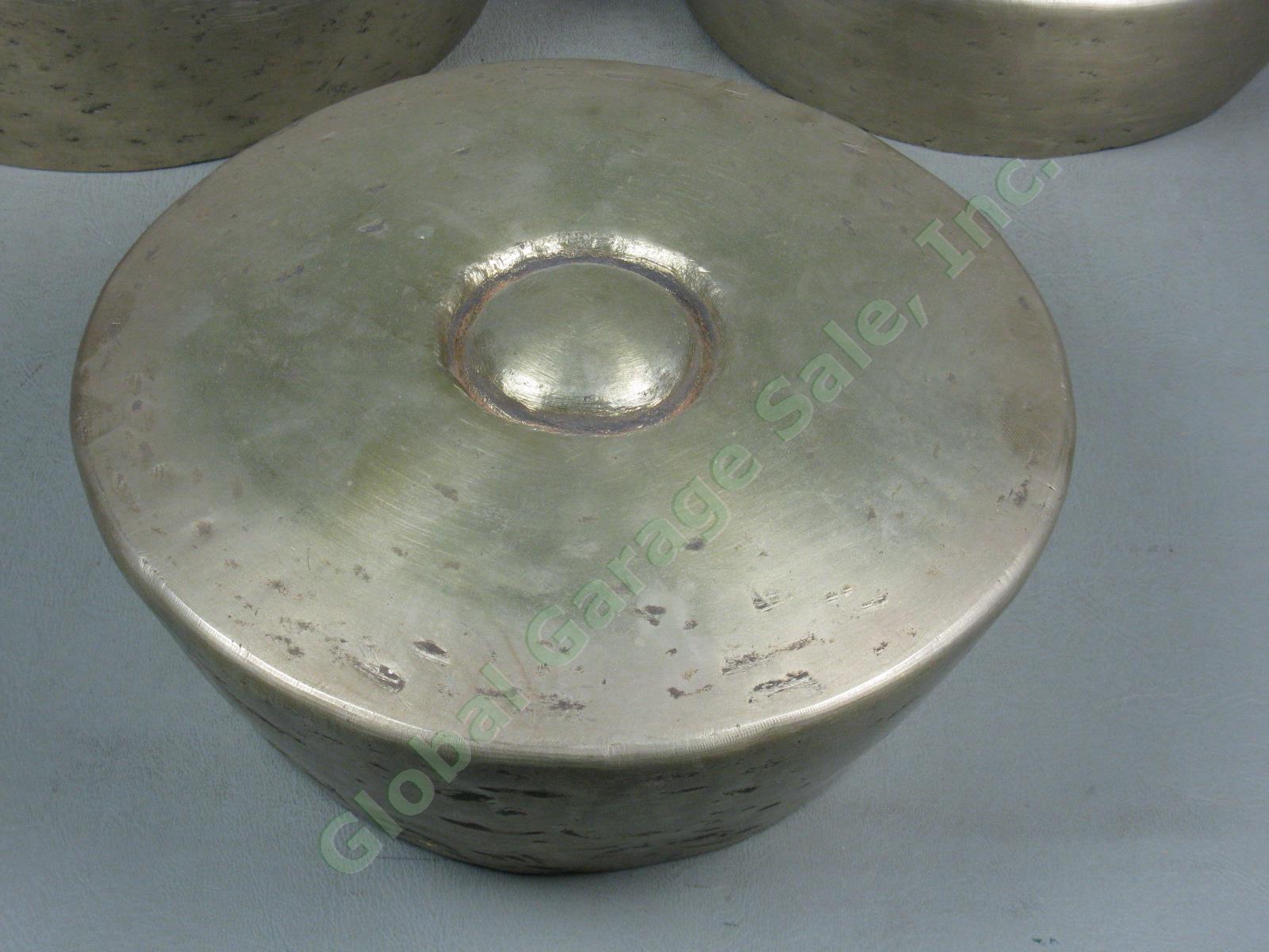 3 Vintage Brass Bronze Gongs Bells Indonesian Gamelan 10" 12" 13" NO RESERVE! 2