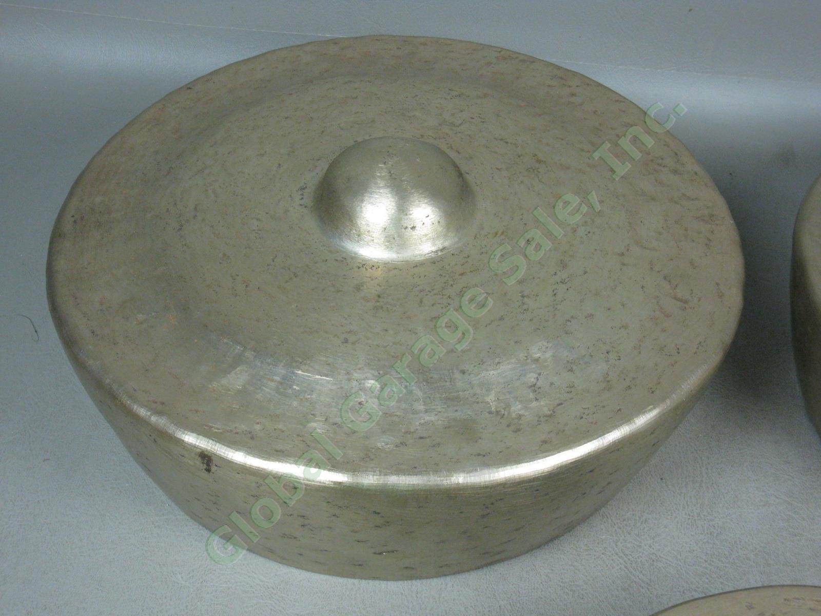 3 Vintage Brass Bronze Gongs Bells Indonesian Gamelan 10" 12" 13" NO RESERVE! 4