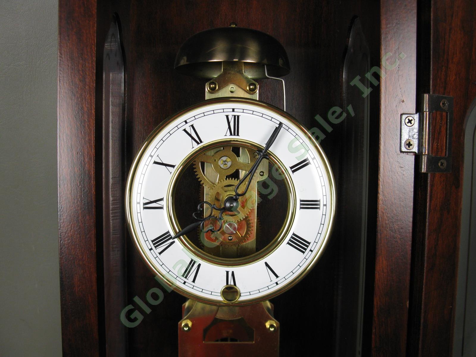 Ethan Allen Hermle Brass Skeleton Regulator Mahogany Pendulum Wall Clock Germany 2