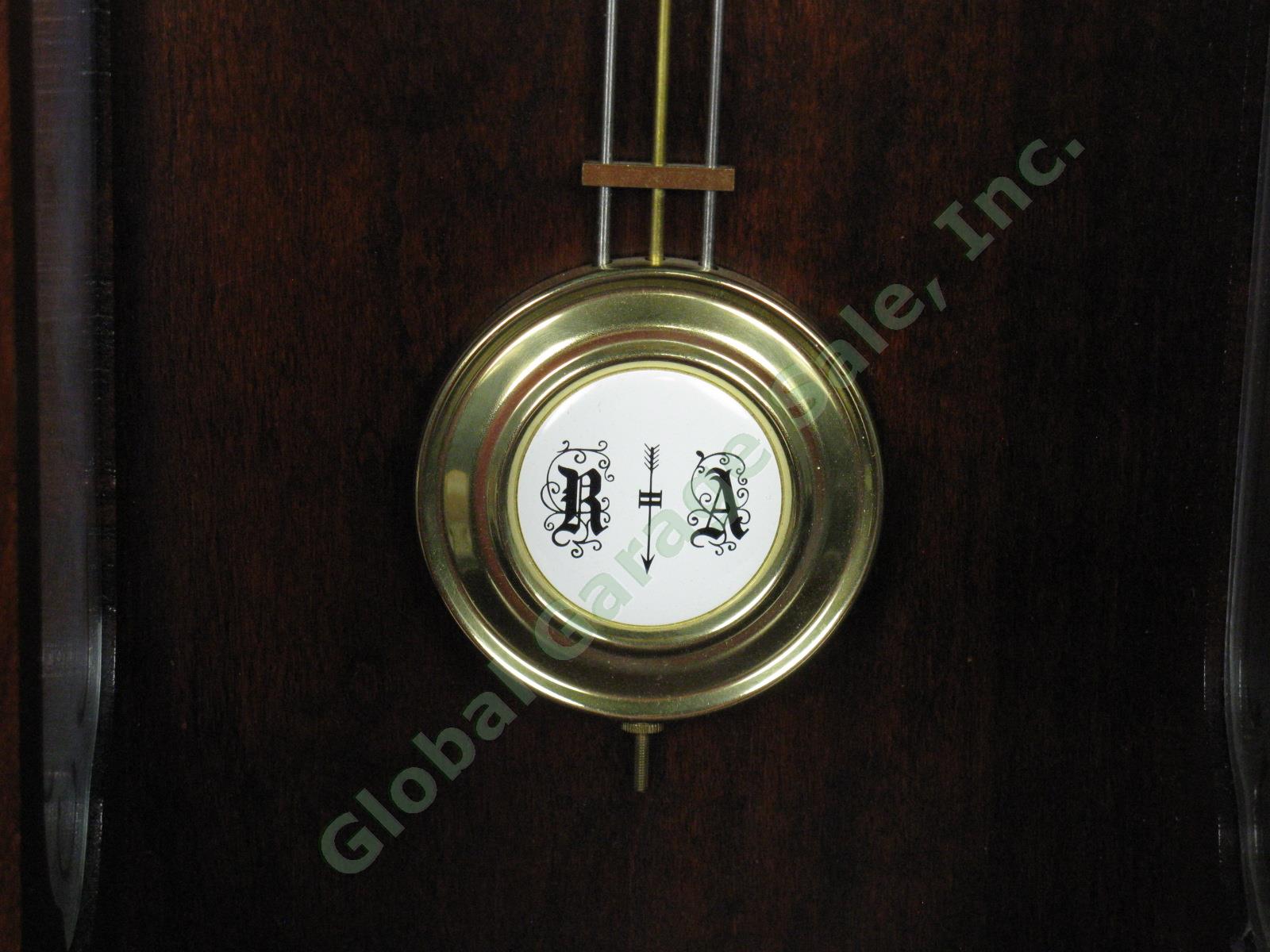 Ethan Allen Hermle Brass Skeleton Regulator Mahogany Pendulum Wall Clock Germany 3