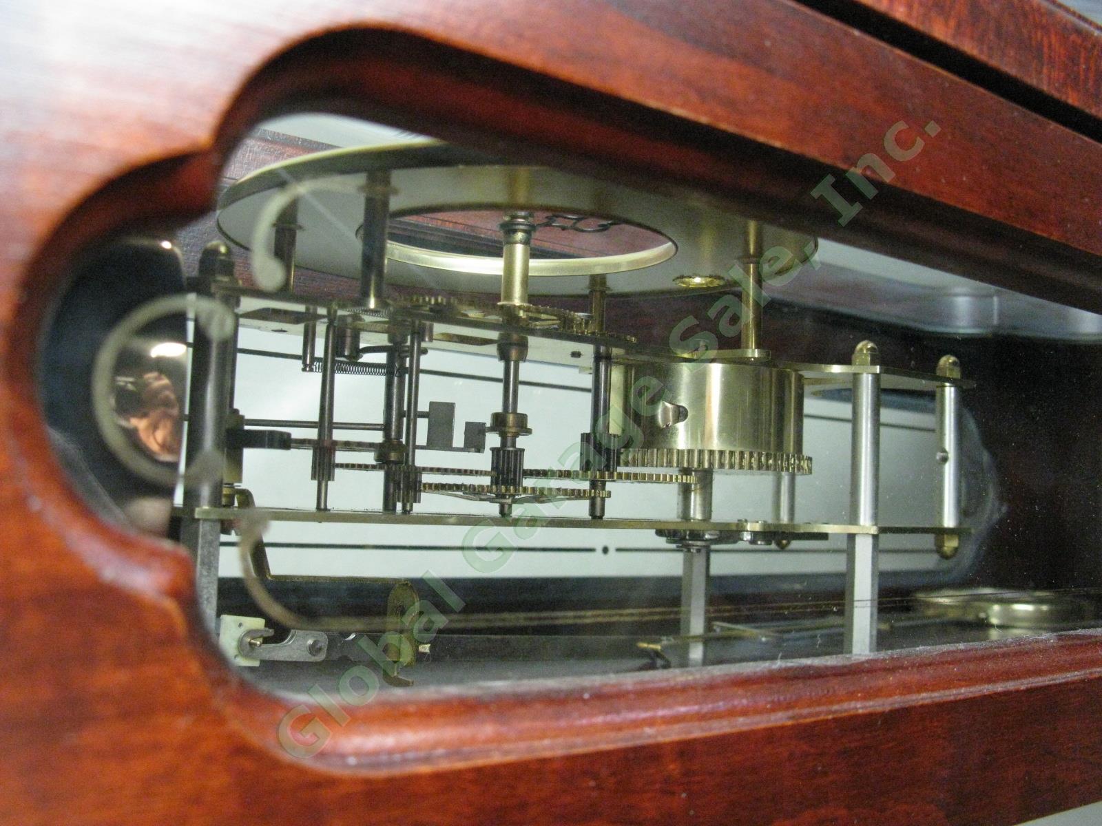 Ethan Allen Hermle Brass Skeleton Regulator Mahogany Pendulum Wall Clock Germany 8
