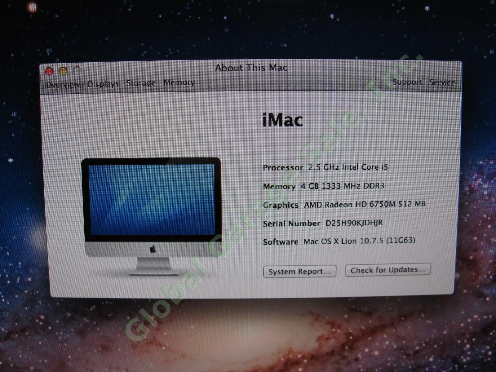 Mid2011 Apple iMac A1311 MC309LL/A 21.5" Desktop 2.50GHz Intel Core i5 4GB 500GB 3