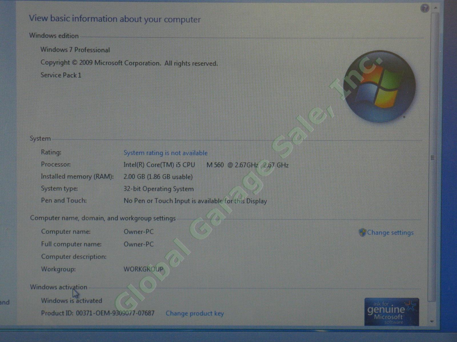 HP 4520s Laptop Computer Intel Core i5 2.67GHz 2GB 500GB HDD Windows 7 Pro NR! 1
