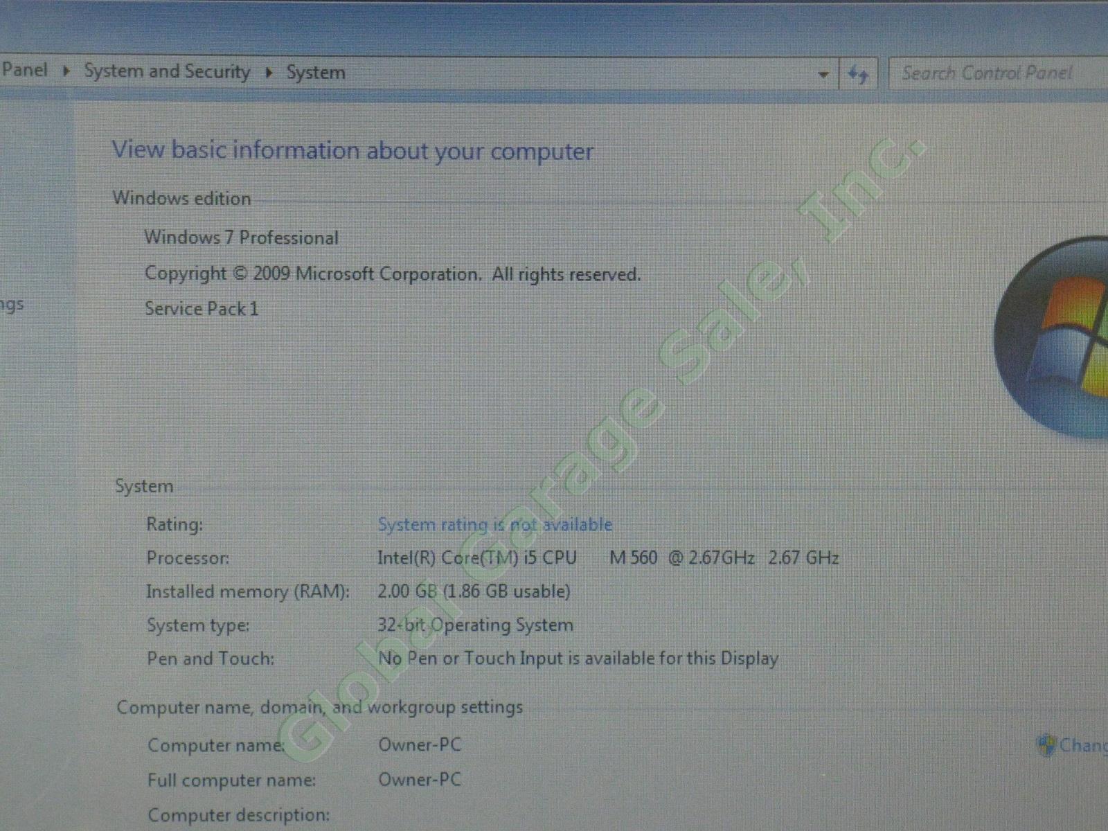 HP 4520s Laptop Computer Intel Core i5 M560 2.67GHz 2GB 500GB HDD Windows 7 Pro 1