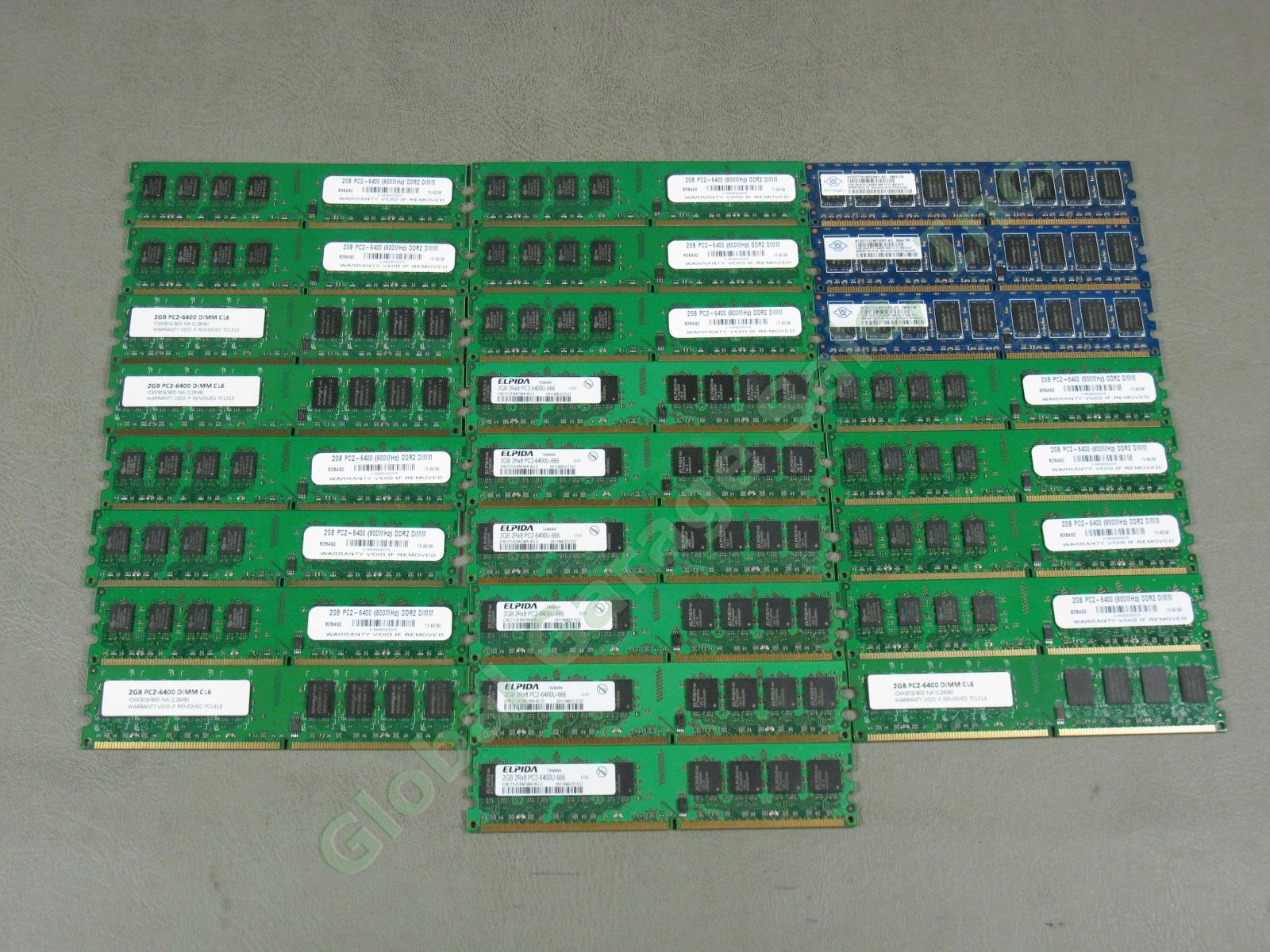 25 2GB PC2-6400U DDR2 800 MHz Desktop RAM Computer Memory Card Modules Lot NR!