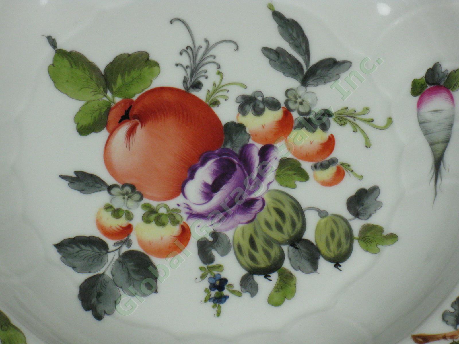 2 Herend Fruits & Flowers Porcelain Rimmed Soup Bowls 9.5" 1501/BFR Basketweave 2