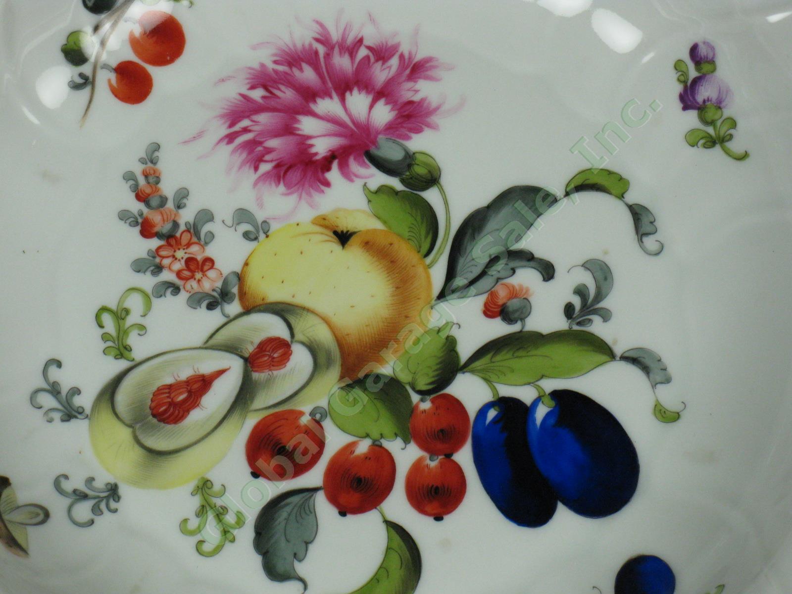 2 Herend Fruits & Flowers Porcelain Rimmed Soup Bowls 9.5" 1501/BFR Basketweave 4