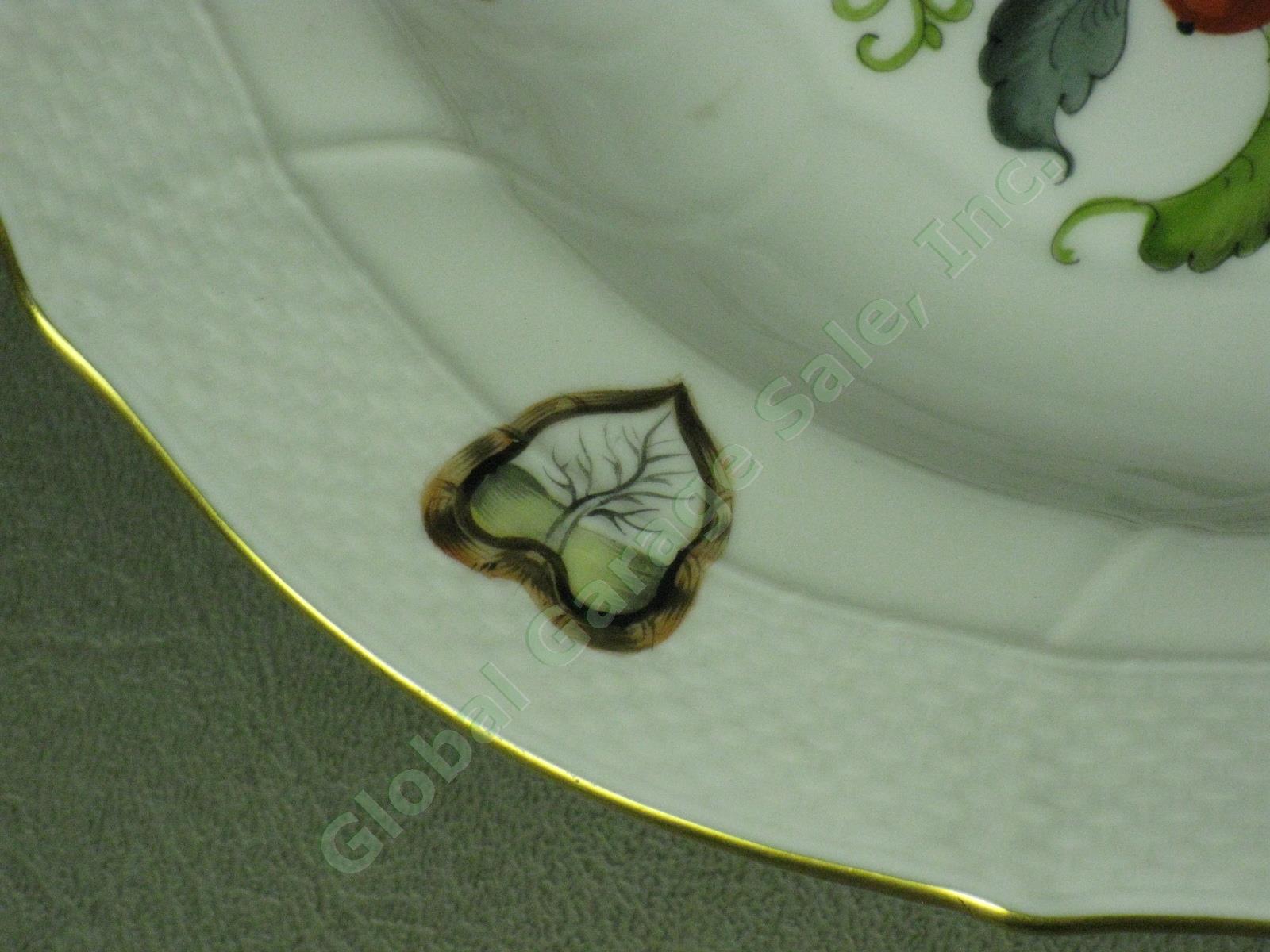2 Herend Fruits & Flowers Porcelain Rimmed Soup Bowls 9.5" 1501/BFR Basketweave 5