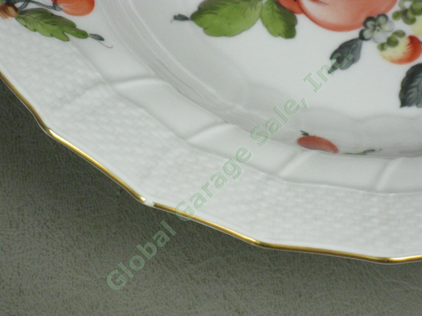 2 Herend Fruits & Flowers Porcelain Rimmed Soup Bowls 9.5" 1501/BFR Basketweave 11