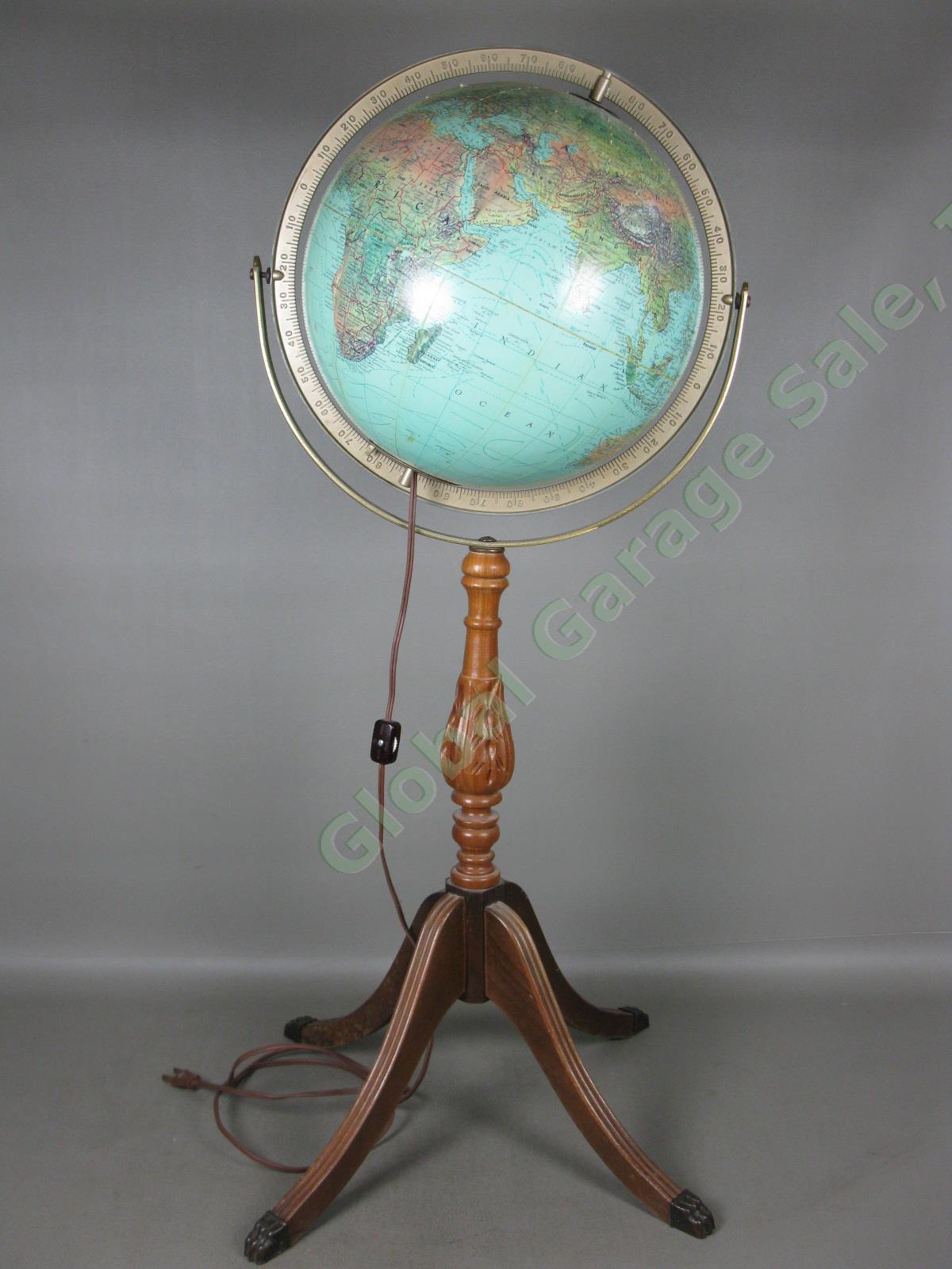 Vtg 12" Replogle Better Homes Gardens True-To-Life Electric Lighted Globe +Stand