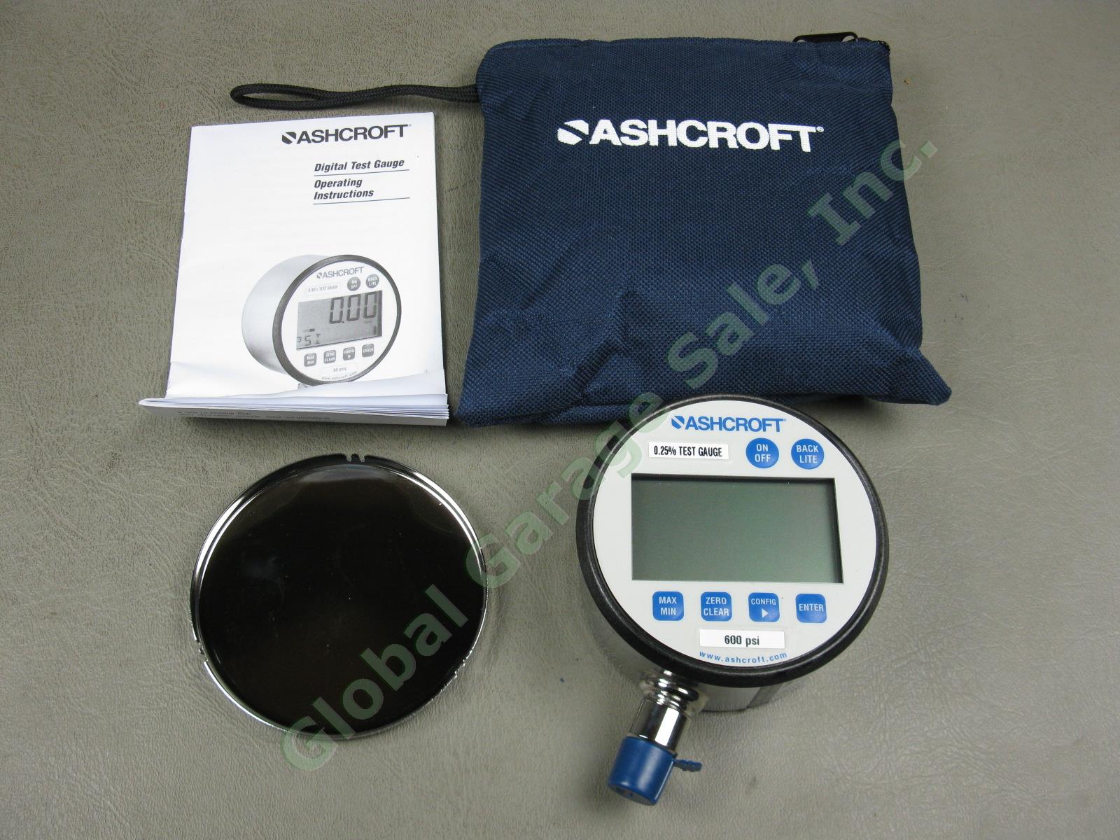NOS Ashcroft 0.25% Digital Pressure Test Gauge 302084SD02L 600psi + Cover Pouch+ 1