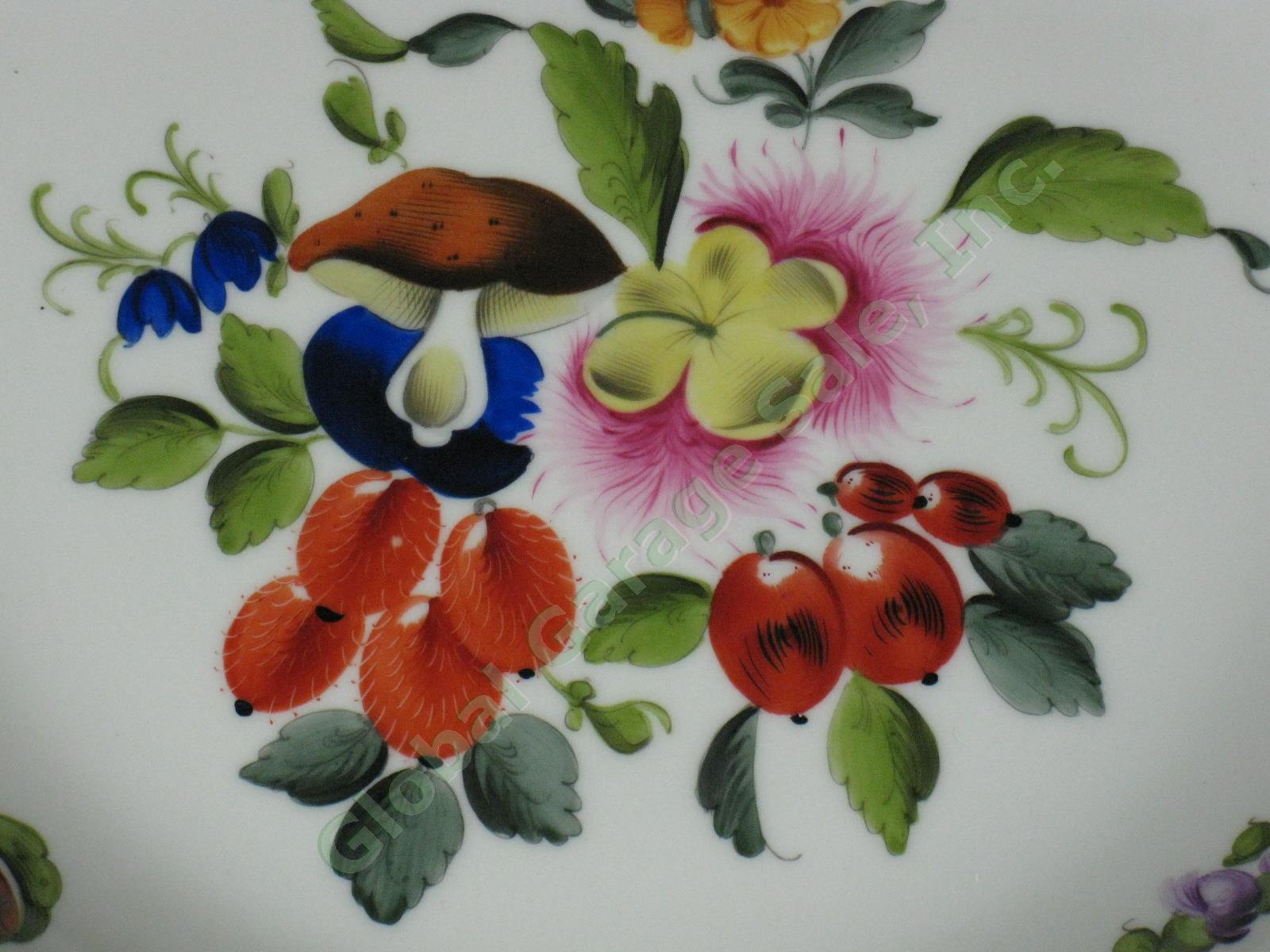 4 Herend Fruits & Flowers Porcelain Rimmed Soup Bowls 9.5" Basketweave 503/BFR 5