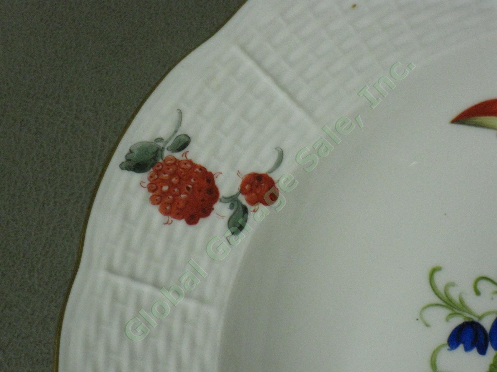 4 Herend Fruits & Flowers Porcelain Rimmed Soup Bowls 9.5" Basketweave 503/BFR 6