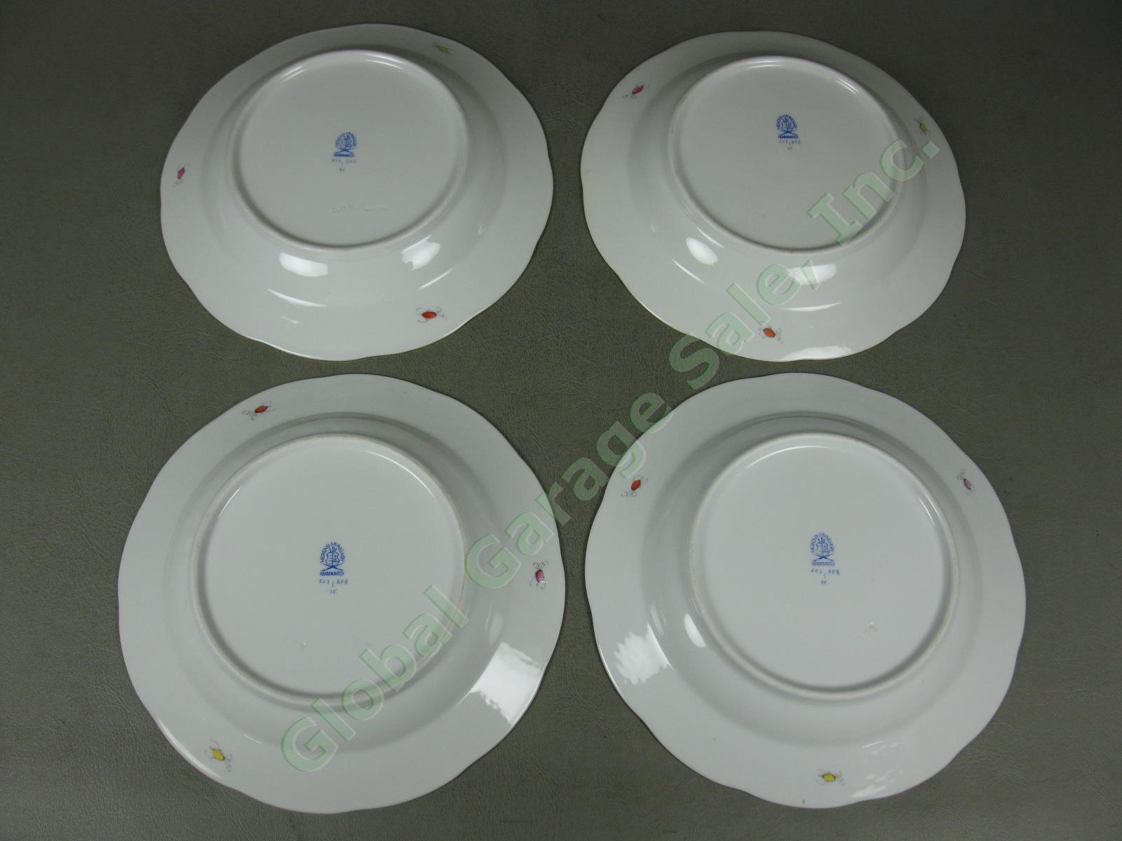 4 Herend Fruits & Flowers Porcelain Rimmed Soup Bowls 9.5" Basketweave 503/BFR 7