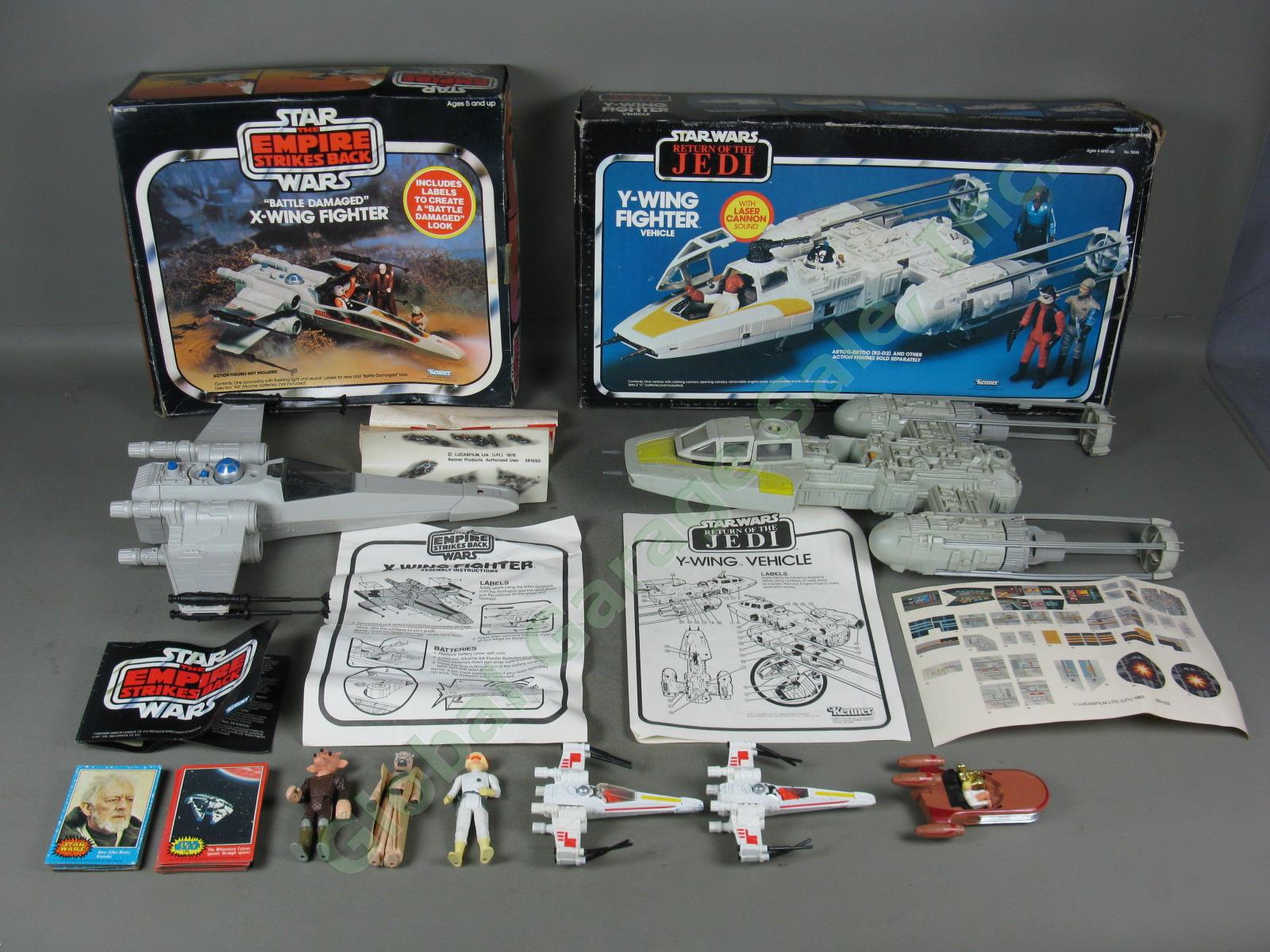 Vtg Kenner Star Wars 1978 X-Wing 1983 Y-Wing Fighter Vehicles w/Boxes Labels +NR