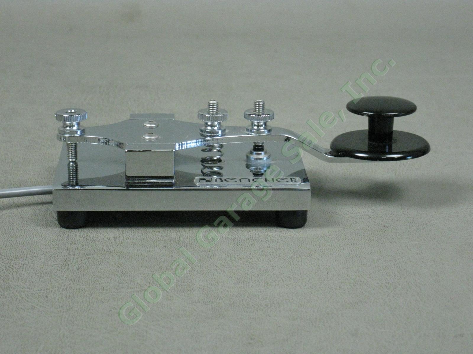 Bencher RJ-2 Chrome Straight Telegraph Key Bug Morse Code +Allen Wrench EXC COND 2